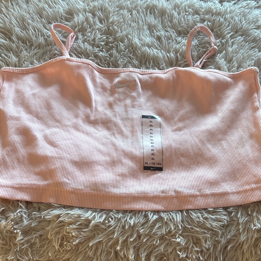 Nike Light Pink Ribbed Crop Tank